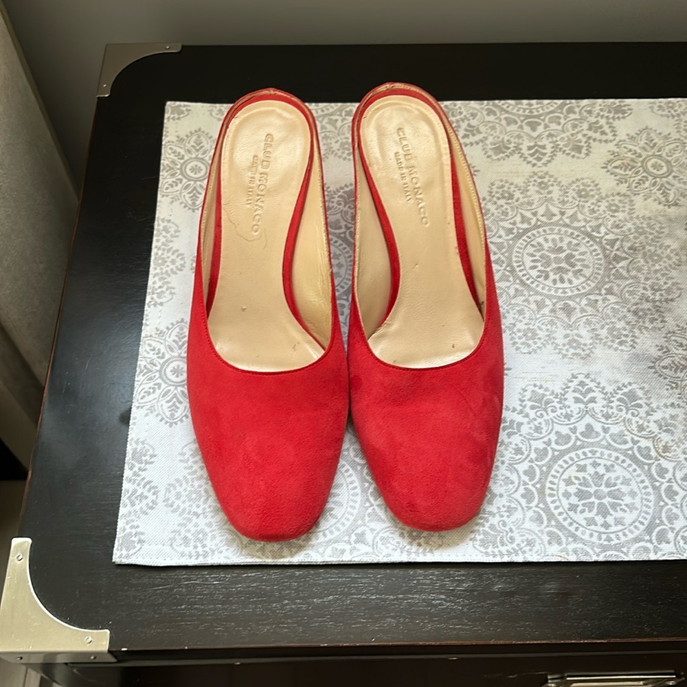Club Monaco red suede mules. Worn once